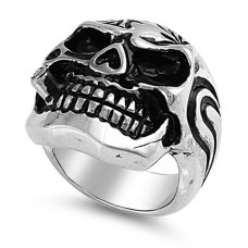 Jewellery: Men's Skull Biker Stainless Steel Ring