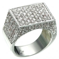 Rhodium Plated 78 Brilliant Clear CZ Ring