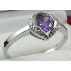 18K W-Gold Plated Brilliant Amethyst Ring