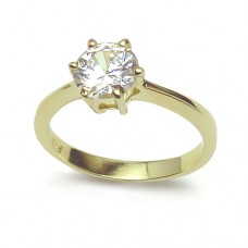 18K Gold Plated Solitaire 1ct cz Engage Ring