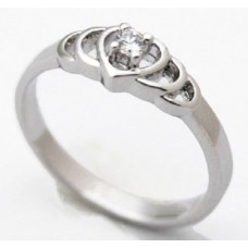 Jewellery: White Gold Plated Created Diamond Hearts Ring