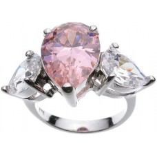 Jewellery: Rhodium plated Jessica Simpson Pink CZ Wedd Ring