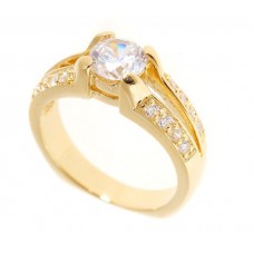 18K G-Plated Split Band 17 Diamond Created Ring