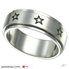 Jewellery: Steel Spinner Ring Star Design