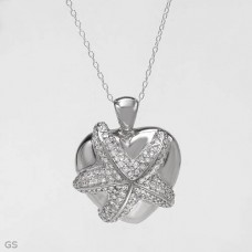 Jewellery: 2.10 CTW CZ Sterling Silver Heart 18" Necklace