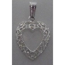 High polished Silver plated Heart Pendant