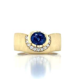 "Milan Blue" 18K Yellow Gold 1.48ct Sapphire & Diamond Ring