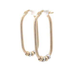 9K Bi/Tne Oblong Hoop Earrings w Slidder Beads