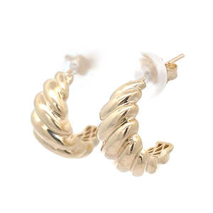 9K Yellow Gold Twist Half Hoop Earrings