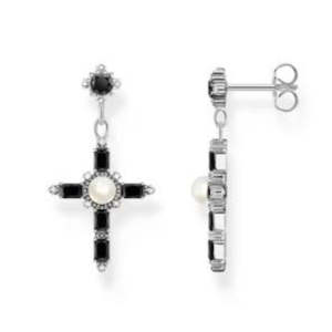 THOMAS SABO TRUE ROMANCE CROSS BLK CZ PEARL ER