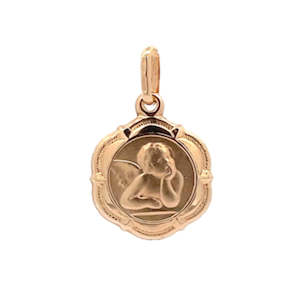 Watch: 9K Yellow Gold 14mm Angel Pendant