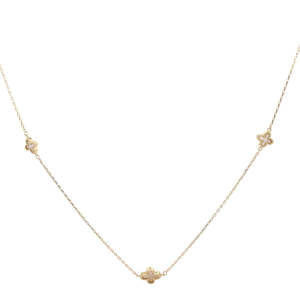 9K Yellow Gold MOP Flower Necklace 45cm