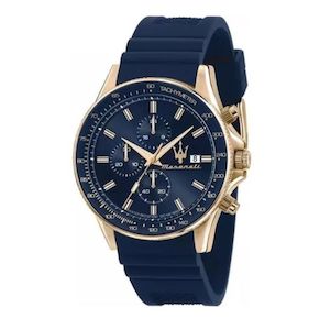 Maserati Sfida Chrono Blue/gold Silicone Watch