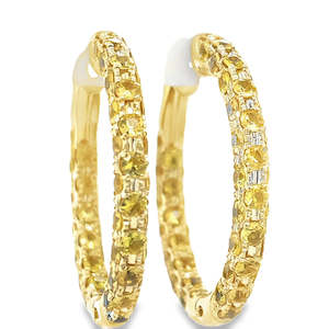 9k Yellow Gold 4.43ct Yellow Sapphire Hoop Earrings