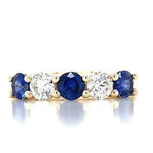 'Dionte' 9k Yellow Gold 3=0.91ct Blue Sapphires & Diamonds Ring