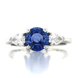 'Chloe' Platinum 1.23ct Sapphire & Pear Diamonds Ring