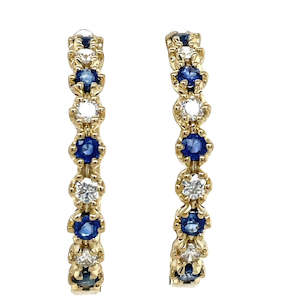 Watch: 9k Yellow Gold Sapphires & Diamonds Hoop Earrings