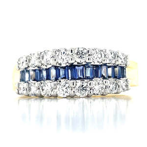 18k B/Tn 0.57ct Baguette Sapphires & 0.56ct Diamonds Ring