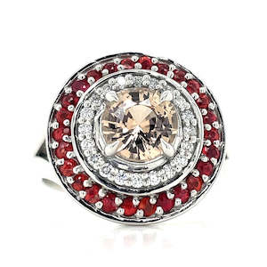 'Sienna' Platinum 1.53ct Yellow Sapphire,Orange Sapphires & Diamonds Ring