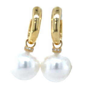 Autore 18K Yellow Gold South Sea Pearl & Diamond Huggie Earrings