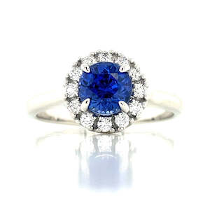 'Caryle' Platinum 1.41ct Blue Sapphire & Diamonds Cluster Ring