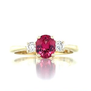 'Scarlet' 9k Yellow Gold 0.84ct Red Spinel & Diamonds Ring