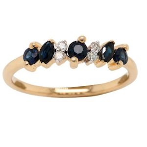 Watch: 9K Yellow Gold Sapphire & 0.06ct Diamond Ring