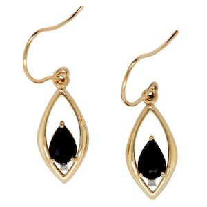 Watch: 9K Yellow Gold Sapphire & Diamond Drop Earrings