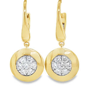 18K Yellow Gold 14=0.33ct G SI Diamond Drop Earrings