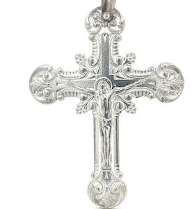 Stg Silver Oxidised Crucifix Pendant