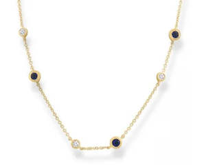 9k Yellow Gold Diamond & Sapphire Necklace