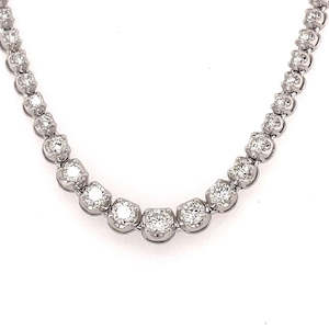 18K White Gold 'Riviere' 3.02ct Diamond Tennis Necklace