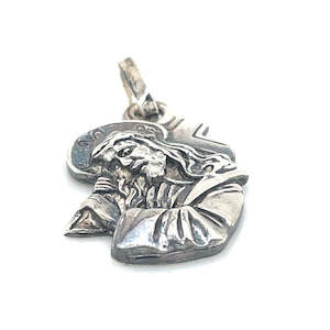 Stg Silver Jesus & Cross Pendant