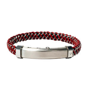 Borsari Gioielli Montecarlo Red Leather, St/Stl Wire & Diamond Bracelet