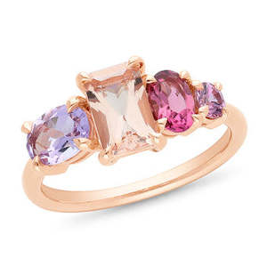 Watch: 9k Red Gold Morganite, Pink Sapphire, Pink Amethyst & PinkTourmaline Ring