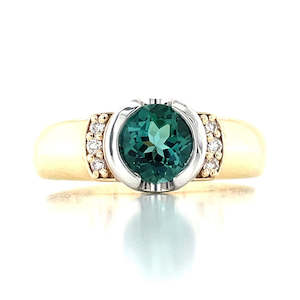 Watch: 'Laken' 9k B/Tn 0.85ct Green Tourmaline & Diamonds Ring