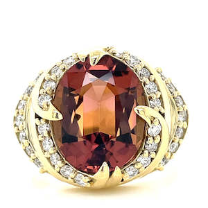 'Eirene'18k Yellow Gold 5.25ct Tourmaline & Diamonds Ring