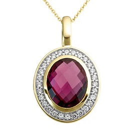 Watch: 9kYellow Gold Rhodolite Garnet & Diamonds Pendant