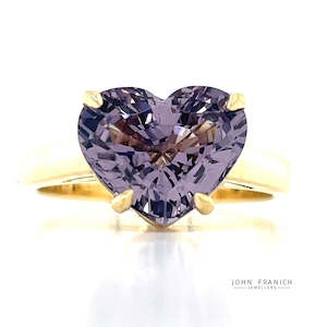 Watch: 'Beau' 9k Yellow Gold 3.86ct Lavender Spinel Heart Ring