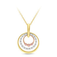 9k Trigold Diamonds & Light Pink Diamonds Circle Pendant