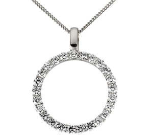 9K White Gold Circle Diamond Pendant