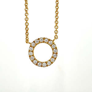 18k Yellow Gold Diamond Circle Pendant