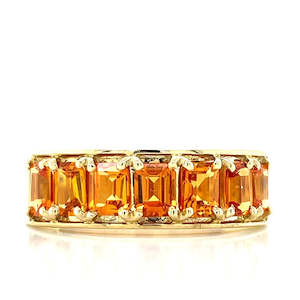 Watch: 9k Yellow Gold 7=1.80ct Octagonal Orange Sapphires Ring