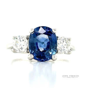 Watch: 'Rosie' Platinum 3.10ct Oval Blue Sapphire & Diamonds Ring