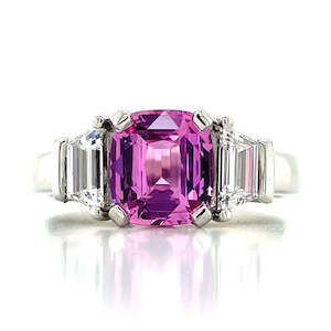 'Ella' Platinum 2.03ct Pink Sapphire & Diamonds Ring