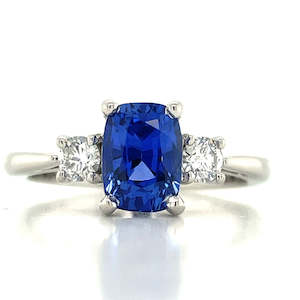 'Reverie 2' Platinum 2.20ct Cushion Sapphire & Diamonds Ring