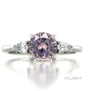 'Juliet Rose' Platinum 1.63ct Pink Sapphire & Pear Diamond Ring