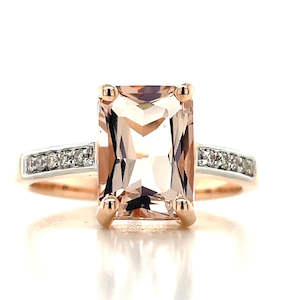 9k Rose Gold 2.30ct Morganite & Diamonds Ring