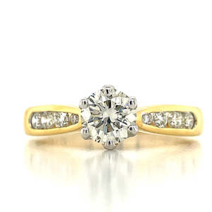 18k B/Tne Solitaire & Channel Diamonds Ring