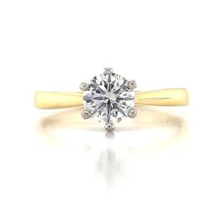 18K Yellow Gold & Platinum 0.70ct Solitaire Diamond Ring